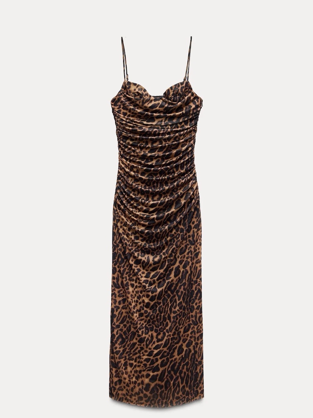 NWT Zara Leopard Print Cowl Neck Slip Dress